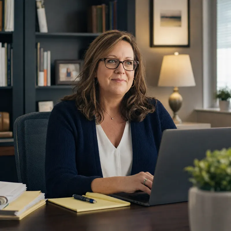 A church administrator at her desk.