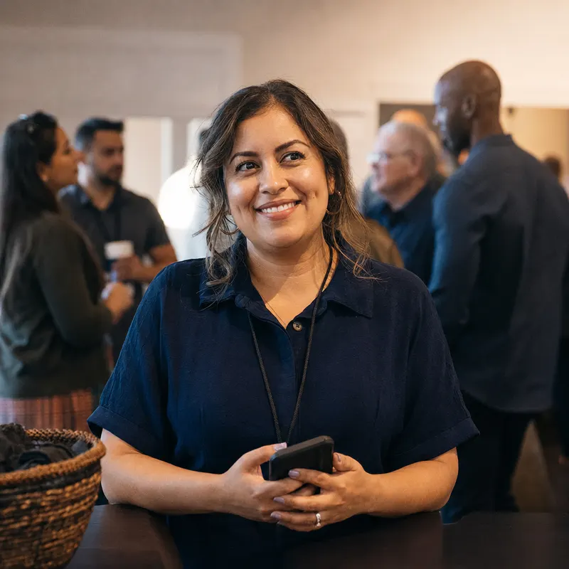 A connect team member at the welcome area.
